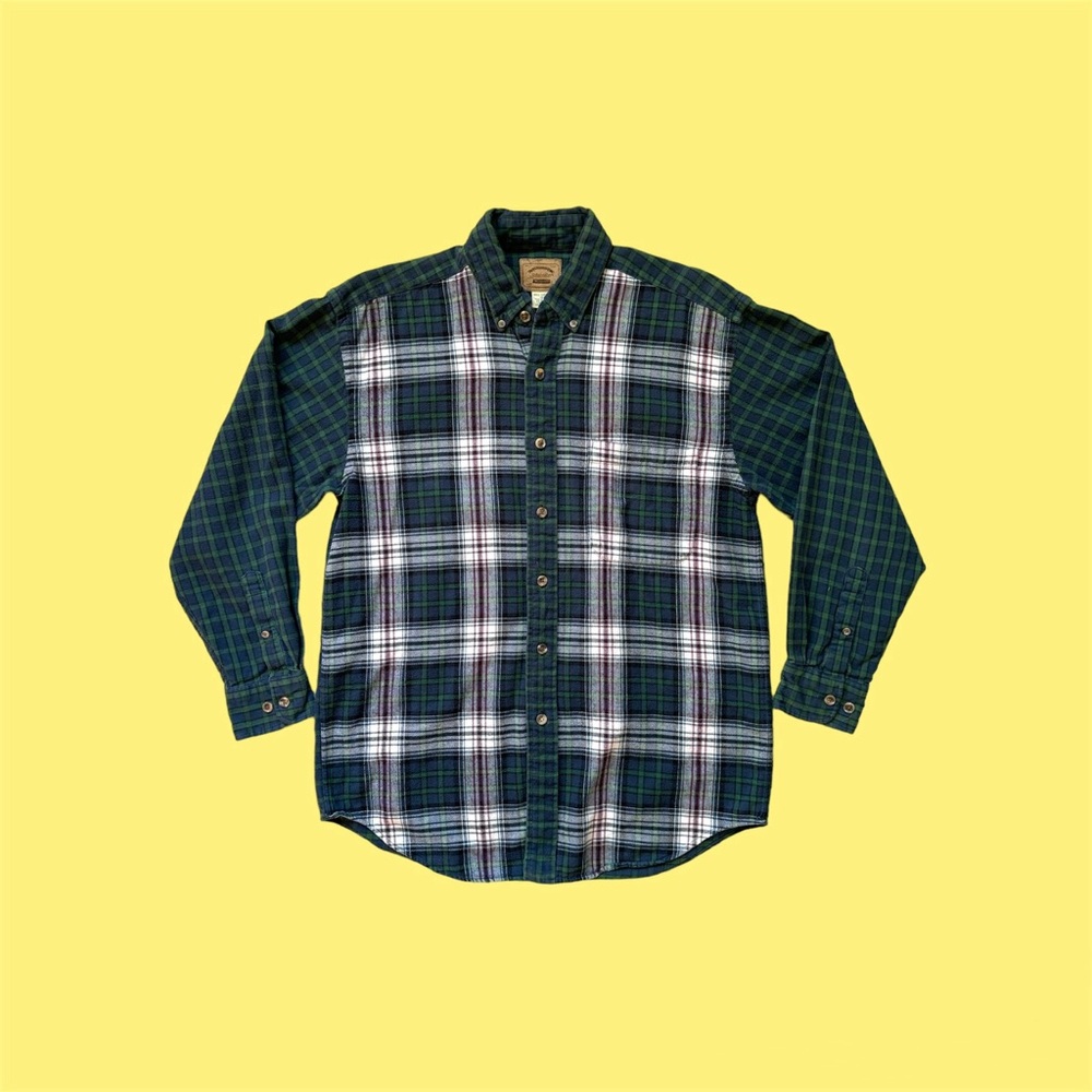 Vintage mixed plaid button up shirt